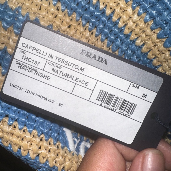 Prada | Logo striped raffia bucket hat - Picture 4 of 5